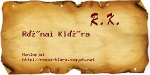 Rónai Klára névjegykártya