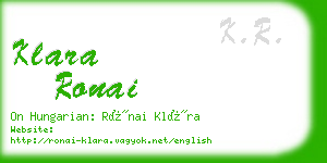 klara ronai business card